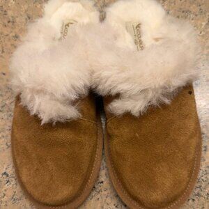UGG Women's Tan and White Slippers